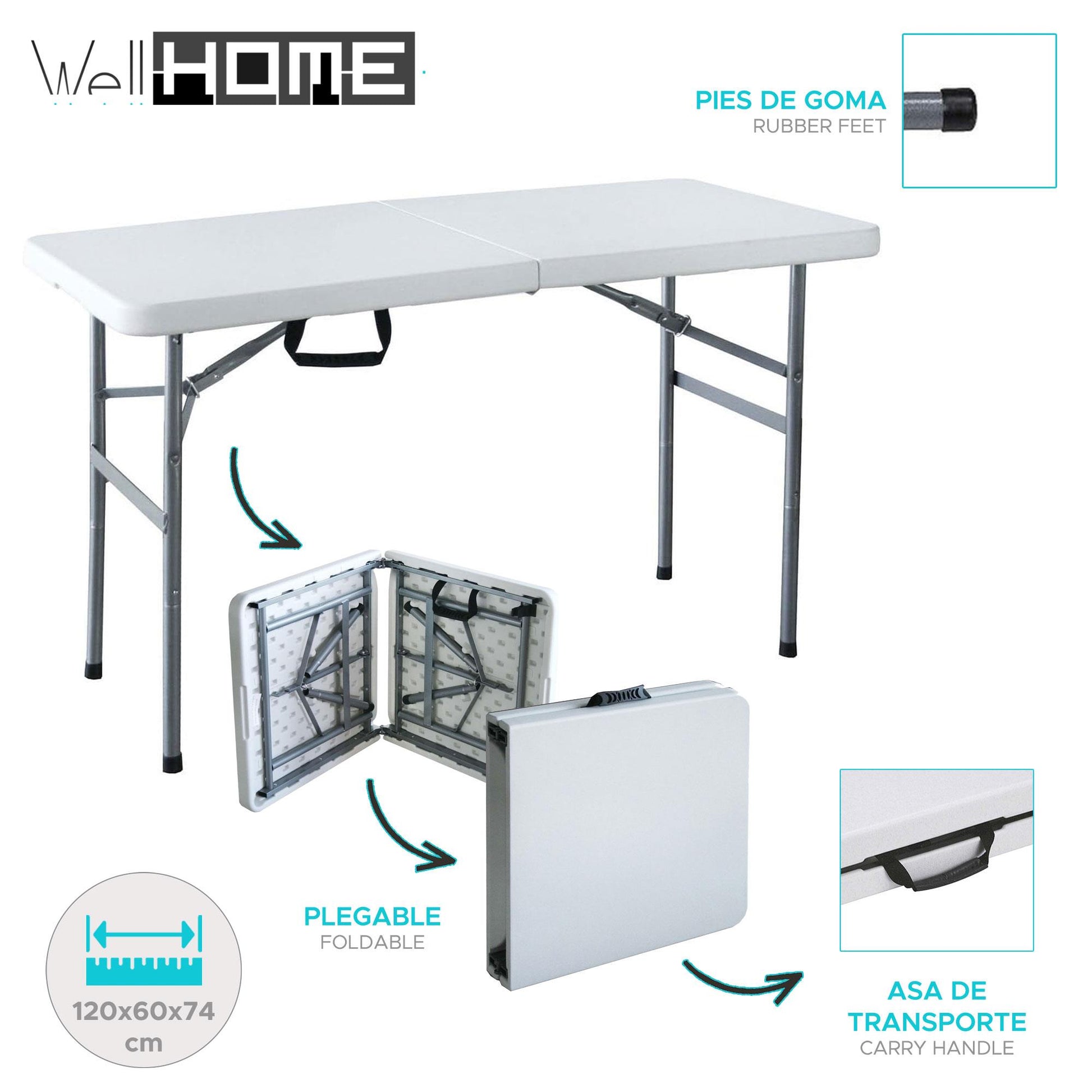 Well Home Mesa Maleta Plegable 120x60x74cm_1