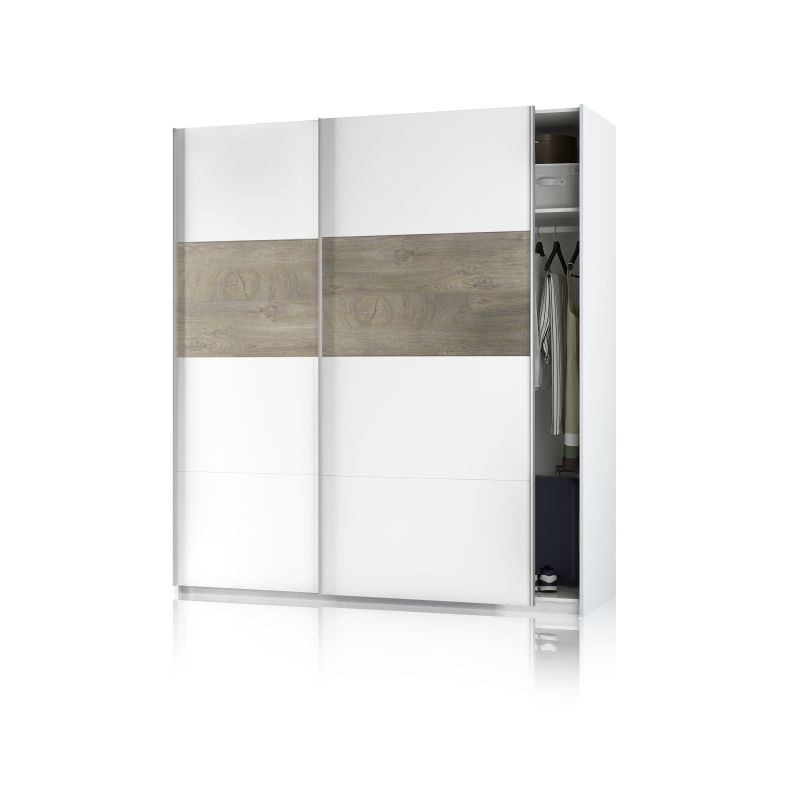 Armario Brike 180 2 Puertas Correderas Melamina, Blanco Artik, 180 X 200 X 60_1