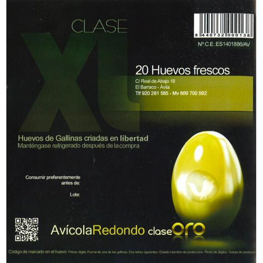 20x Huevos de Oro XL ecológicos Granja Redondo