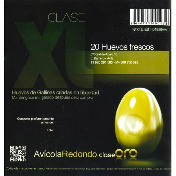 20x Huevos de Oro XL ecológicos Granja Redondo