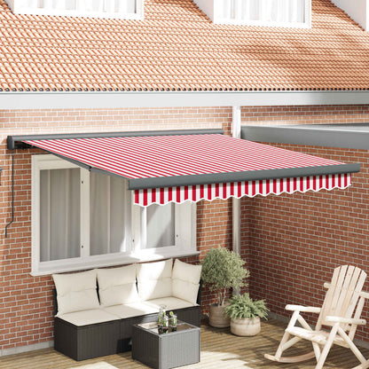 Toldo Retráctil Rojo Y Blanco 350 X 250 Cm Lona Y Aluminio_1