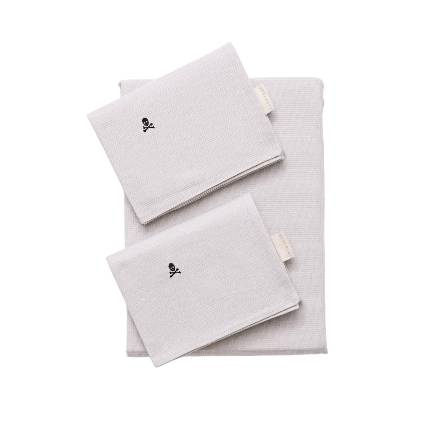 Set Cama Waffle (funda Nordica 260x240cm + 2 Fundas Almohada  50x105cm) 100% Algodón 144gsm Gris Cierre De Botone Shaze Scalpers Home