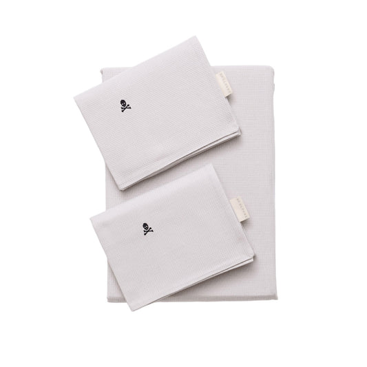 Set Cama Waffle (funda Nordica 260x240cm + 2 Fundas Almohada  50x105cm) 100% Algodón 144gsm Gris Cierre De Botone Shaze Scalpers Home_0