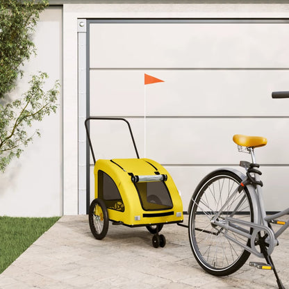 Remolque De Bicicleta Mascotas Hierro Tela Oxford Amarillo_1