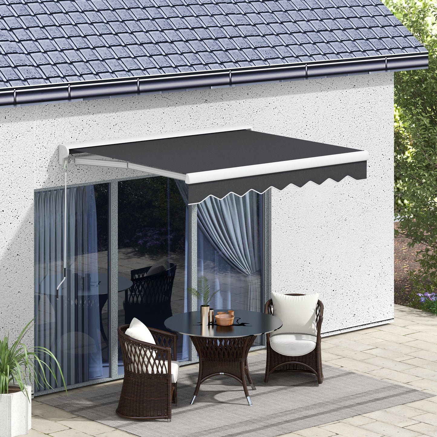 Outsunny Toldo Eléctrico Retráctil Y Manual 2,5x2 M Con Mando A Distancia Gris_1