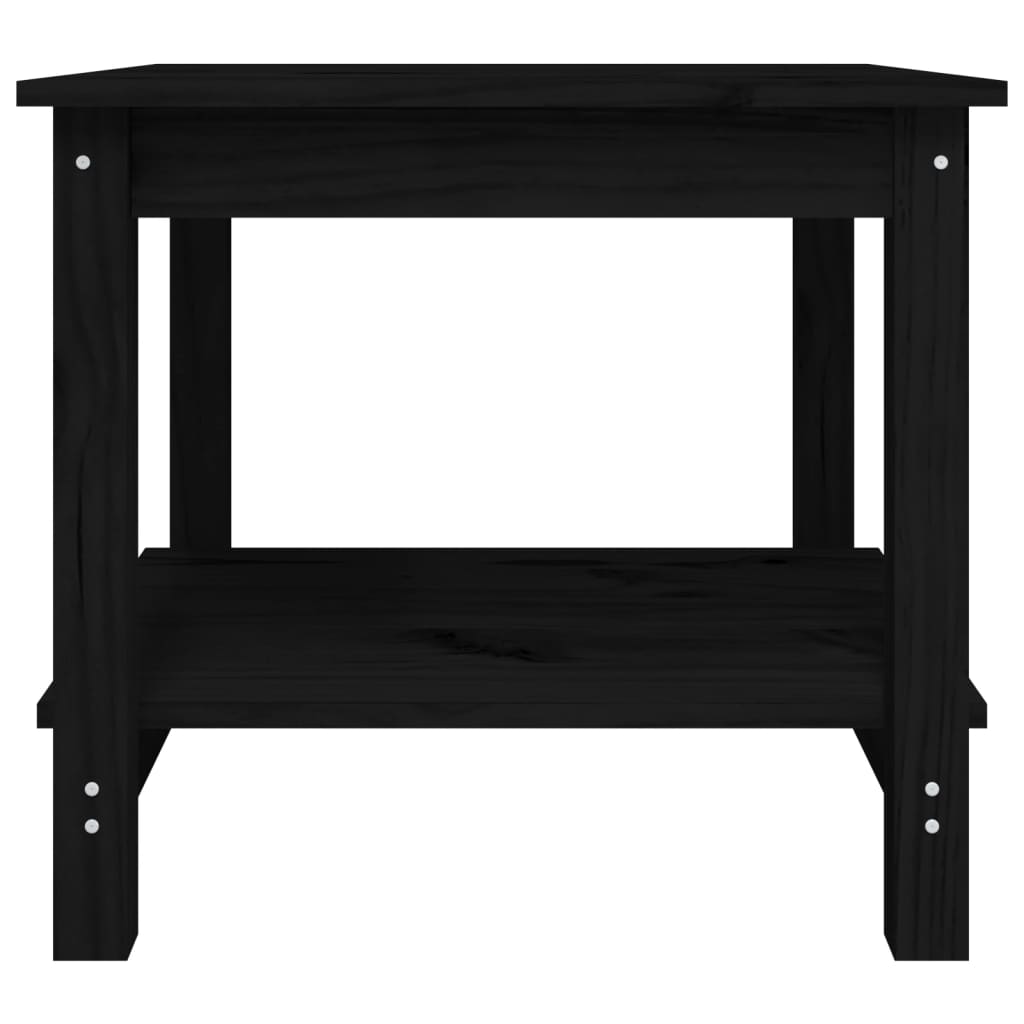 Mesa De Centro De Madera Maciza De Pino Negra 50x50x45 Cm_3