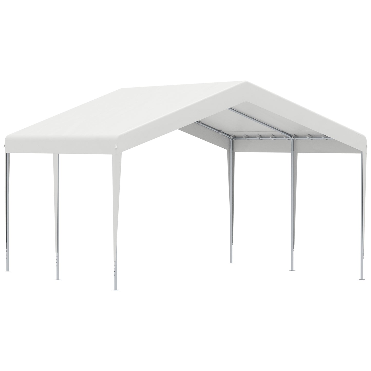 Outsunny Carpa Garaje Para Coche 4x4m Gazebo De Jardín Con Accesorios Blanco_0