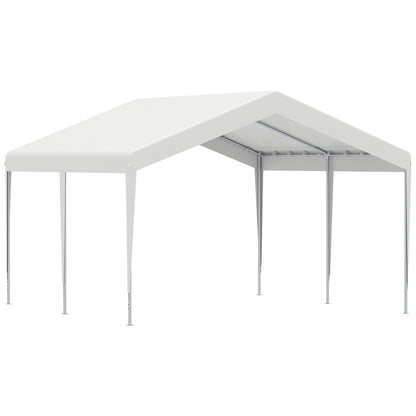 Outsunny Carpa Garaje Para Coche 4x4m Gazebo De Jardín Con Accesorios Blanco_0