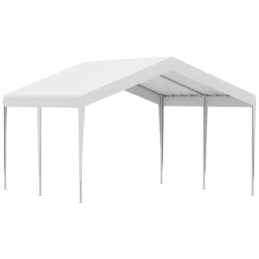 Outsunny Carpa Garaje Para Coche 4x4m Gazebo De Jardín Con Accesorios Blanco_0