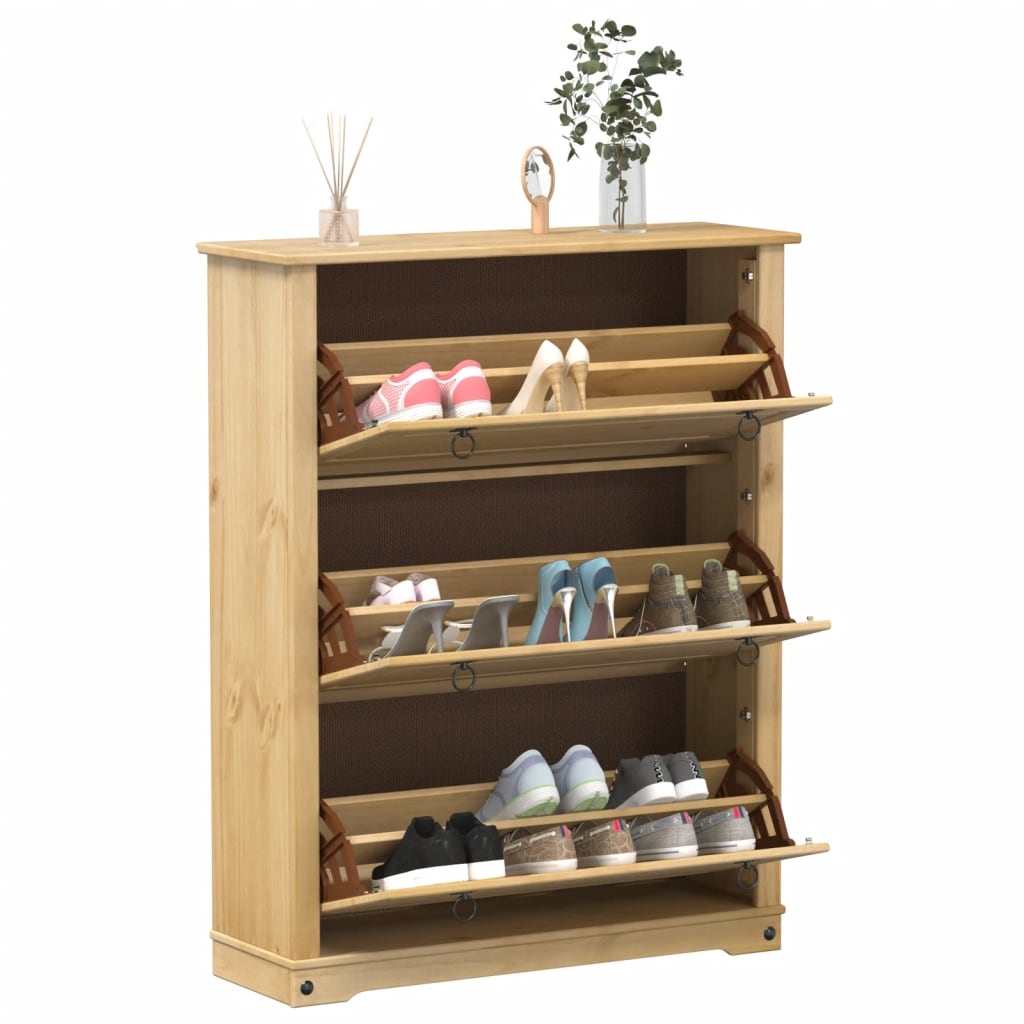 Mueble Zapatero Corona Madera Maciza De Pino 99x32x124,5 Cm / Vetonek_2