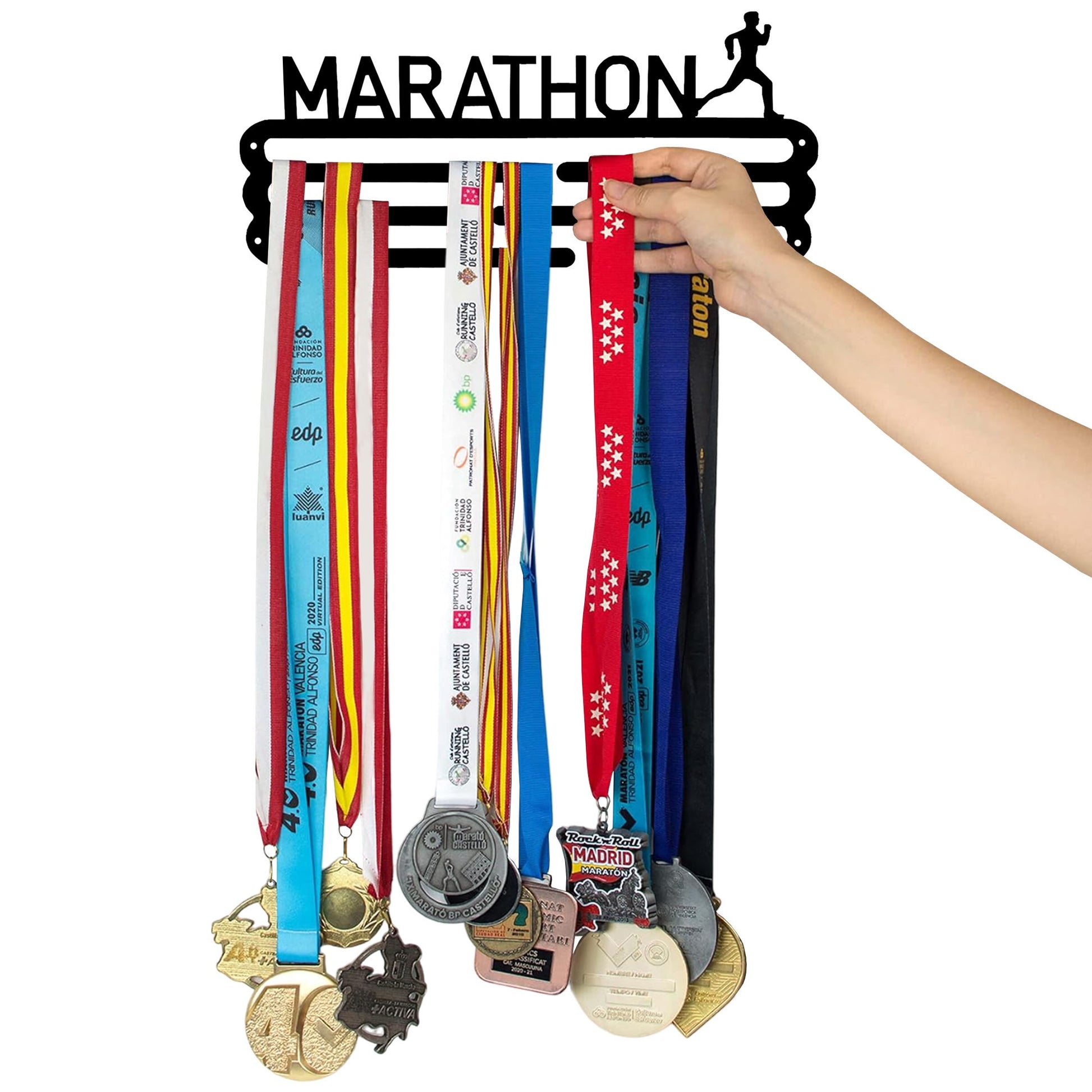 Medallero Maratón Rosa Palo Well Home Para 15 Medallas - Regalo Chic Para Runners_2