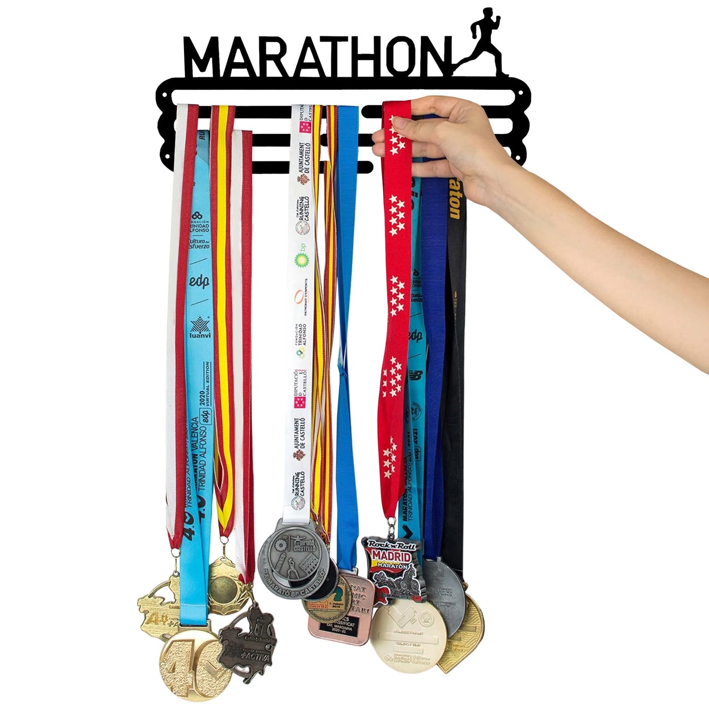 Medallero Maratón Amarillo Pastel Well Home Para 15 Medallas - Regalo Ideal Para Runners_2