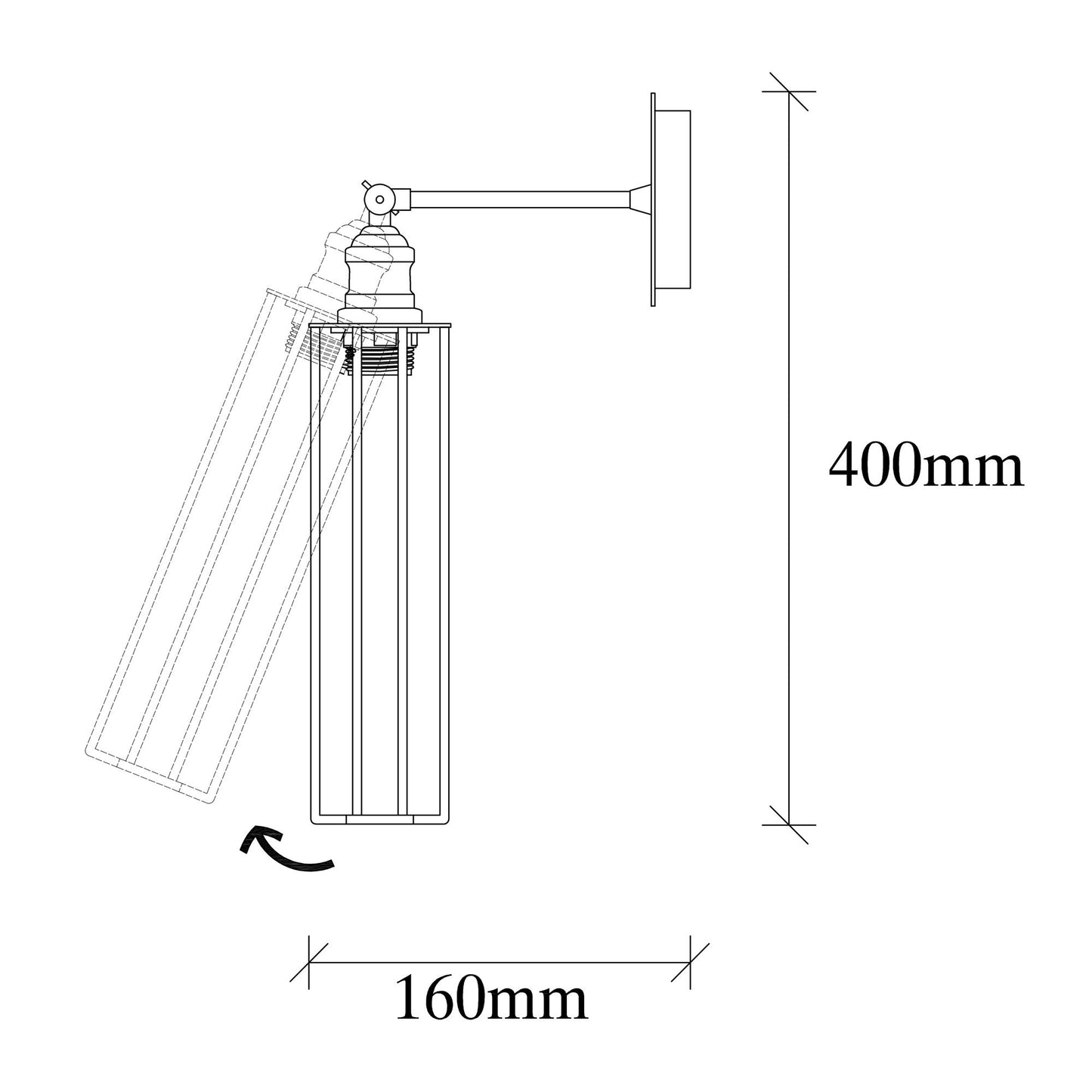 Aplique De Pared, Metal , Negro, 8x16x40, Casquillo E 27 Max 40 W_1