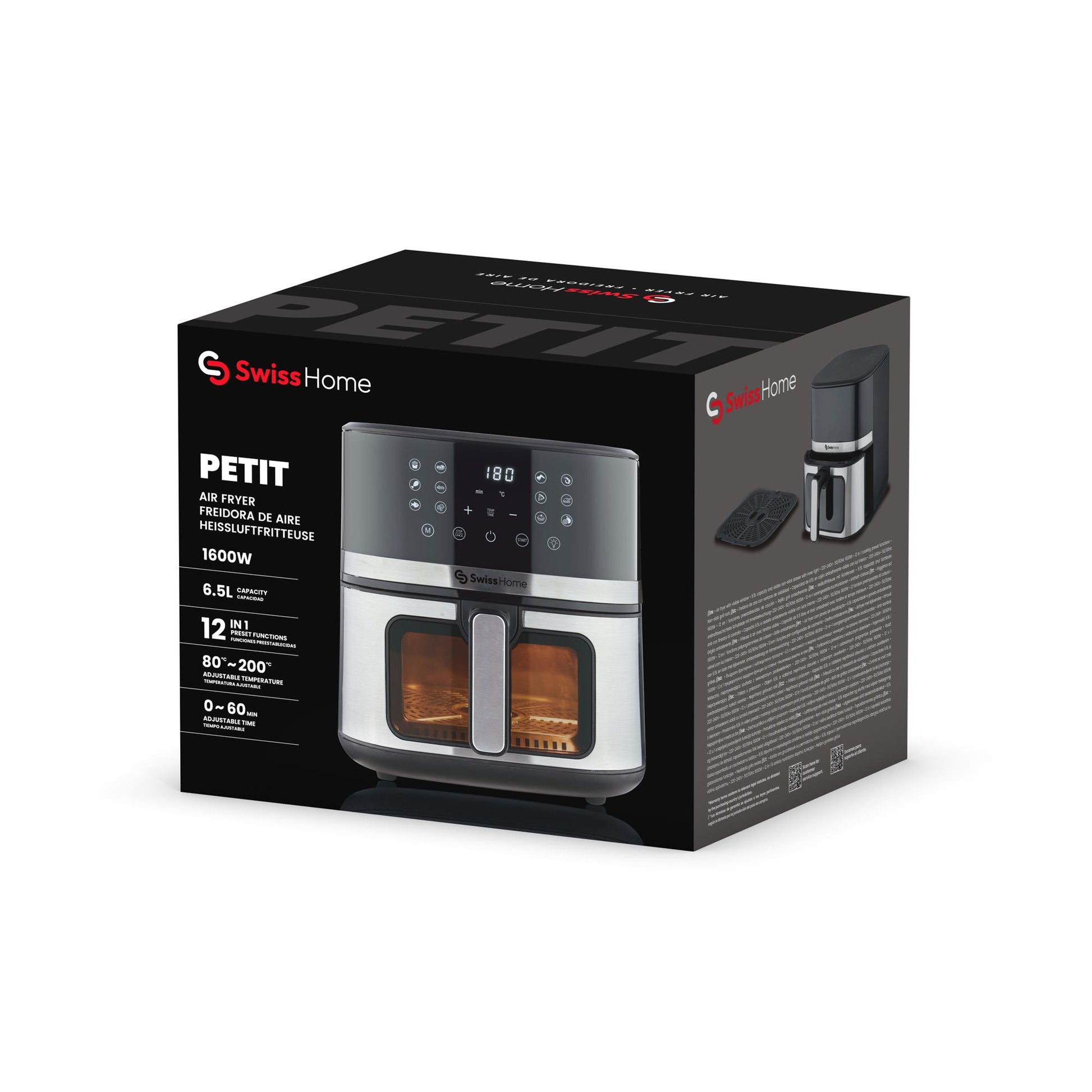 Freidora De Aire 6.5l 1600w Swisshome Con Temp. Ajustable Y Revestimiento Antiadherente_3