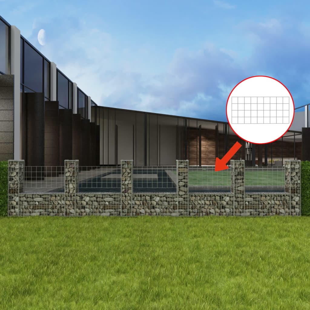 Cesta En Forma De U Muro De Gaviones Galvanizado 570x20x100 Cm / Vetonek_3