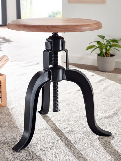 Taburete Giratorio 39x62,5x39 Cm Madera Maciza De Acacia / Metal Negro_4