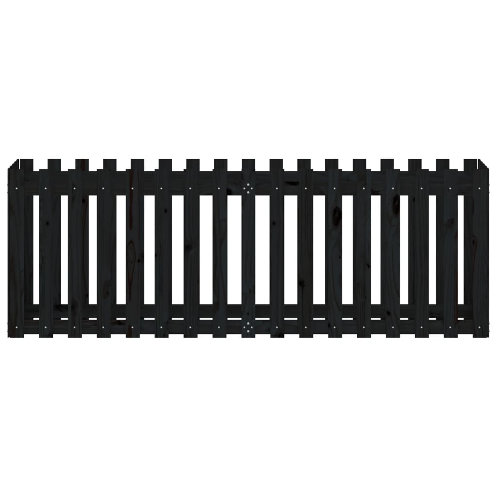 Arriate Elevado Jardín Con Valla Madera Pino Negro 200x50x70cm_4