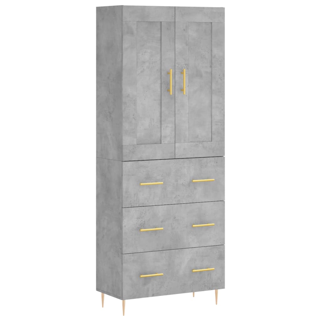 Aparador Alto Madera Contrachapada Gris Hormigón 69,5x34x180 Cm_1
