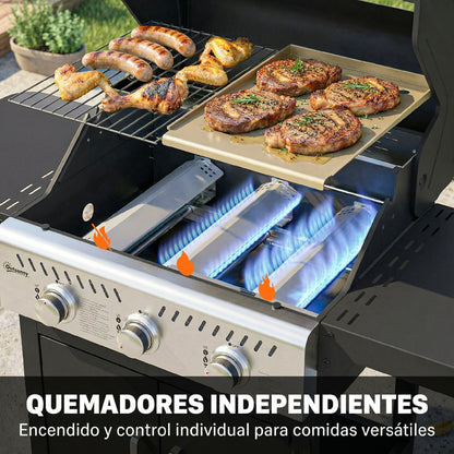 Outsunny Barbacoa De Gas Bbq Gas Portátil Con 3 Quemadores 7_4