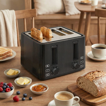 Homcom Tostadora 4 Ranuras Anchas 7 Niveles De Tostado 1710w Negro_1
