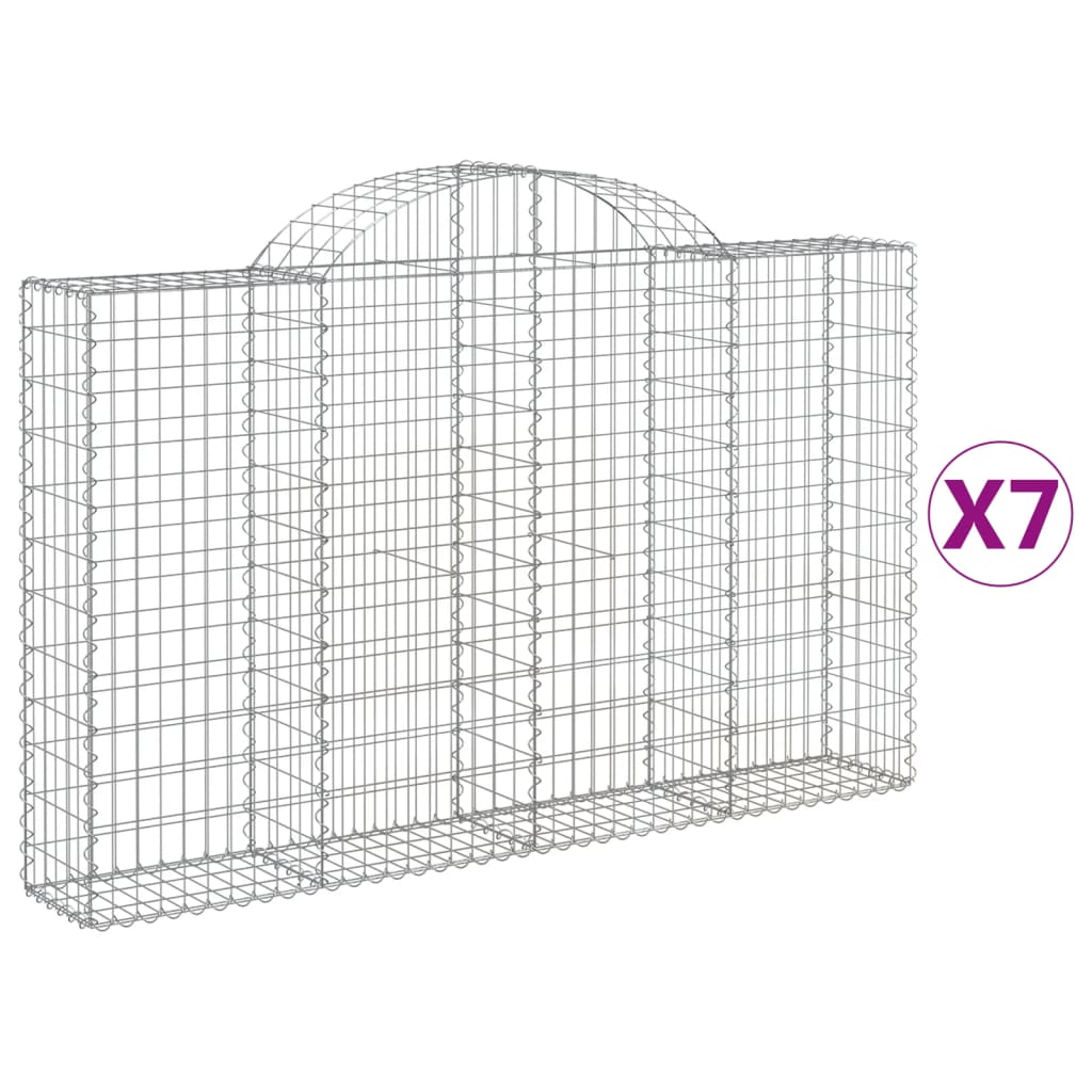 Cestas De Gaviones 7 Uds Forma De Arco Hierro 200x30x120/140 Cm_0