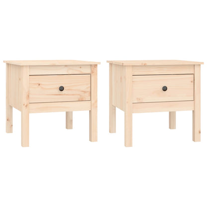 Mesa Auxiliar 2 Unidades De Madera Maciza De Pino 50x50x49 Cm_0