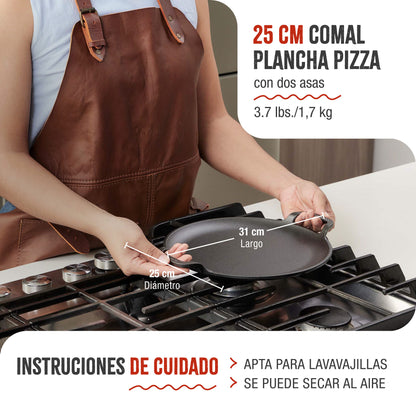 Victoria Plancha Cocina Para Pizza Hierro Fundido Esmaltado Inducción Sartén 25cm Fuego, Barbacoa, Horno, 38328, Negro_4