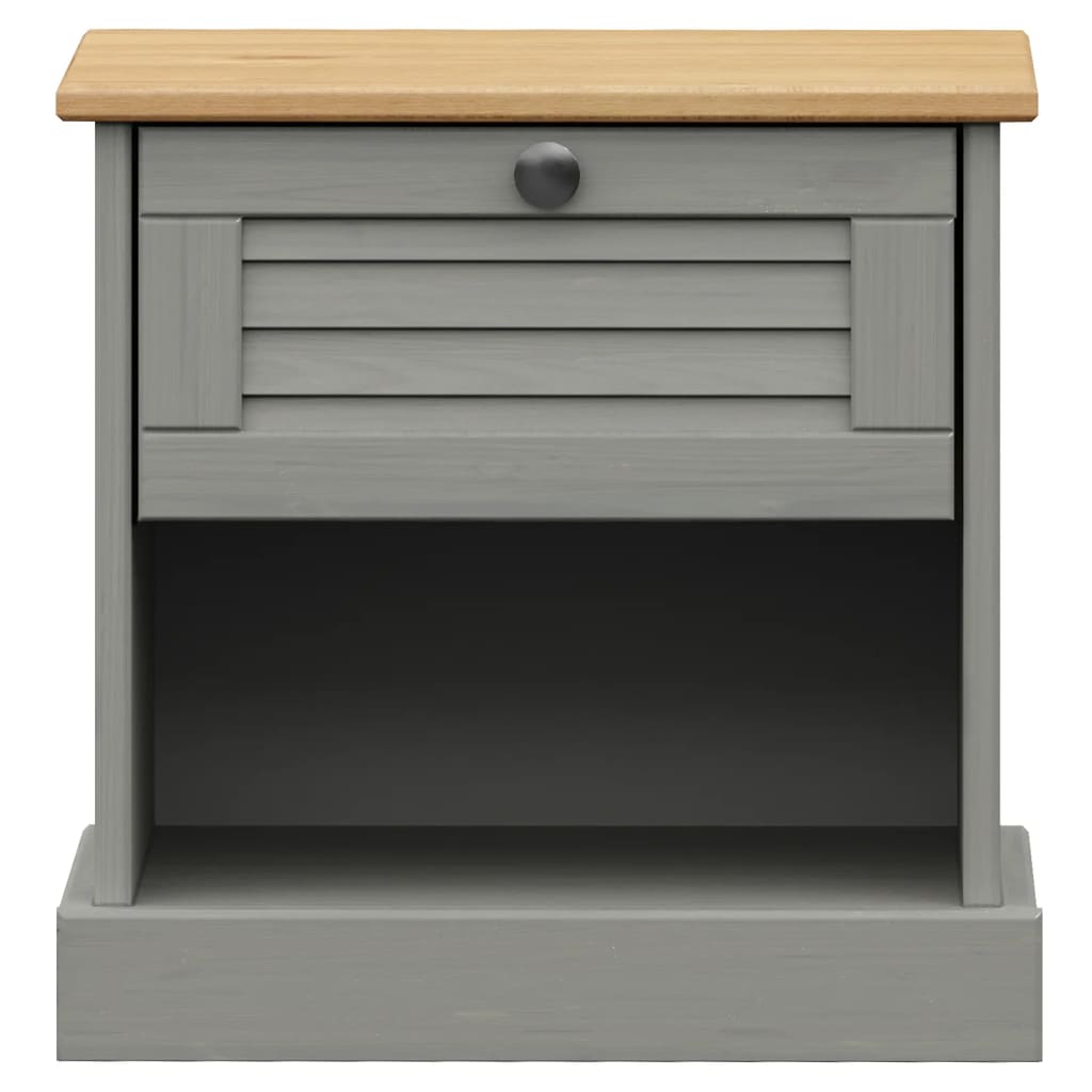 Mesita De Noche Vigo Madera Maciza De Pino Gris 42x35x42 Cm_3