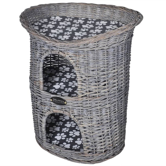 Vidaxl Casa/cama/rascador Para Mascotas 2 Niveles Sauce Con Cojín_0