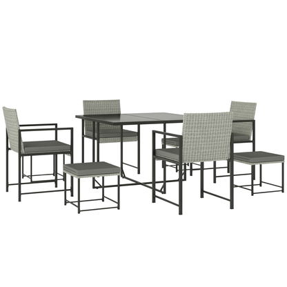 Outsunny Juego De Muebles De Jardín Exterior De Ratán Sintético De 9 Piezas Gris_0