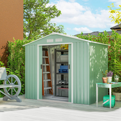 Outsunny Caseta De Jardín 213x130x185 Cm Con 2 Puertas Correderas Y 4 Ventanas_1