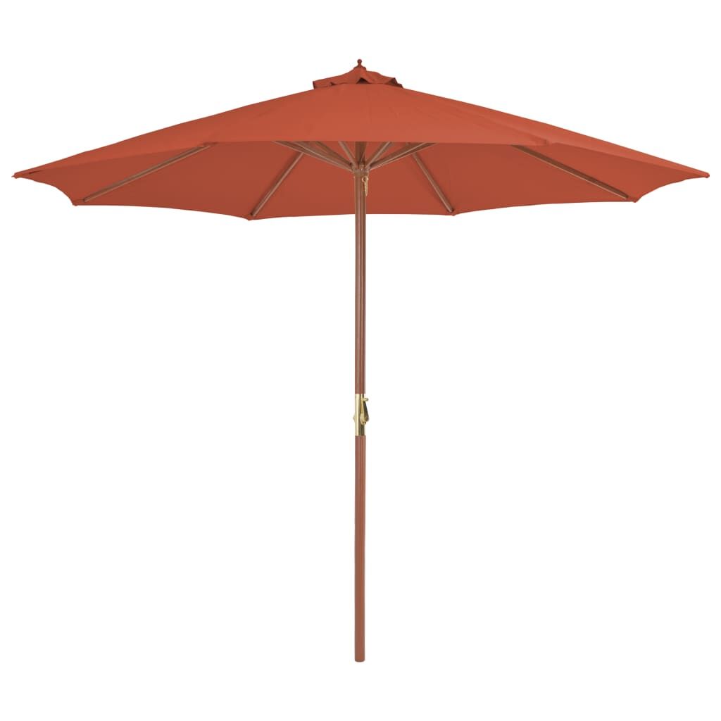 Vidaxl Sombrilla De Jardín Con Palo De Madera Terracota 300 Cm_0
