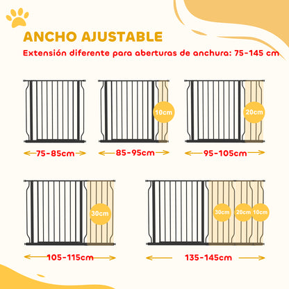 Pawhut Barrera De Seguridad Extensible Con 3 Extensiones 75-145x76 Cm Negro_3