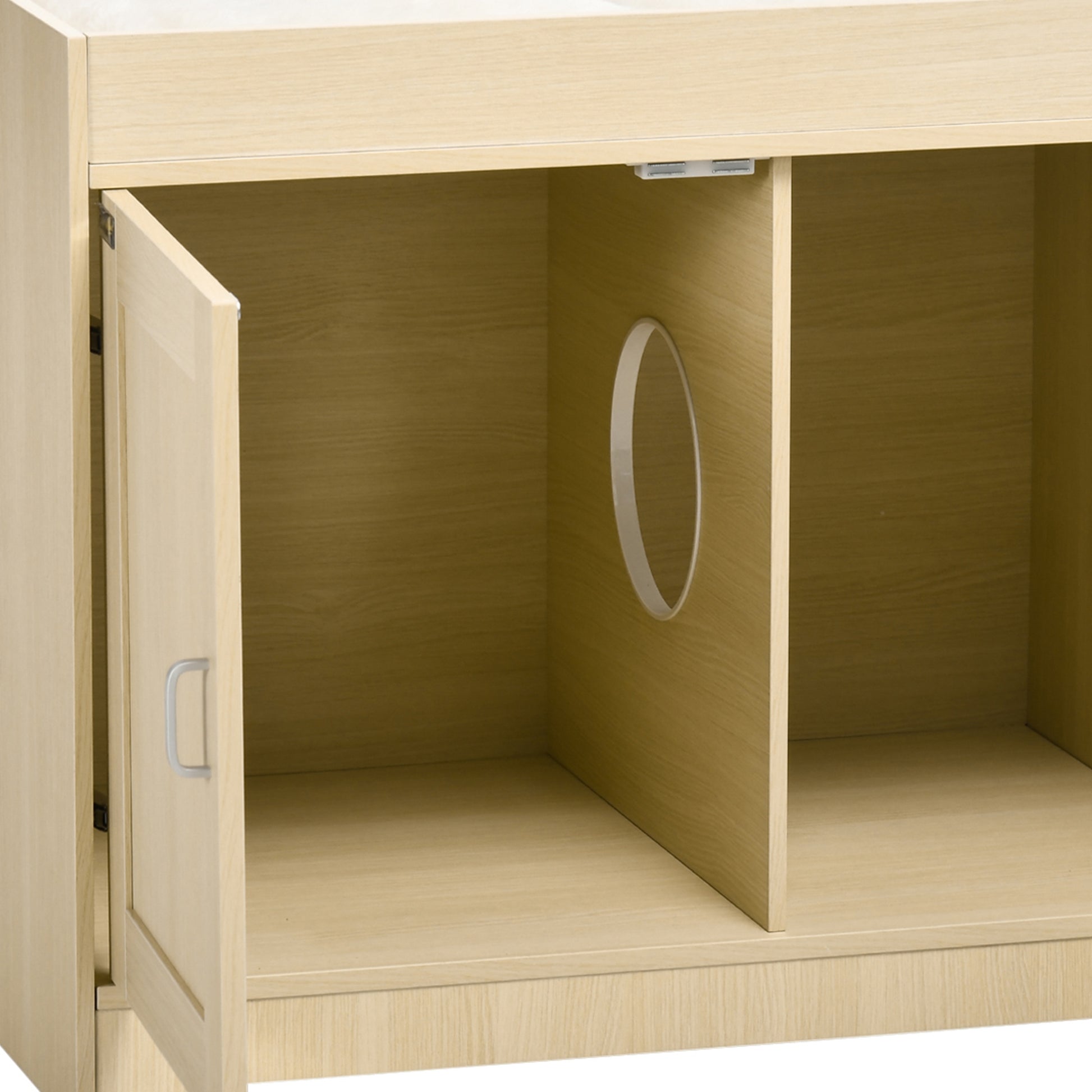 Pawhut Arenero Para Gatos De Madera Con 2 Puertas Cama Cojín Suave 107x54x70 Cm_4