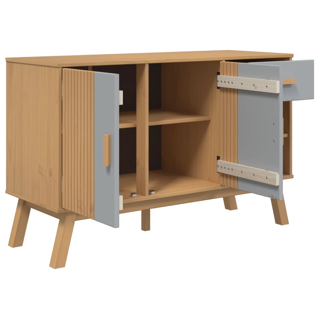 Aparador Olden Madera Maciza Pino Gris Y Marrón 114x43x73,5 Cm / Vetonek_2