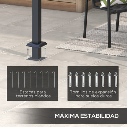Outsunny Pérgola 3x4 M Con Techo Retráctil De Poliéster Blanco Y Gris Oscuro_5