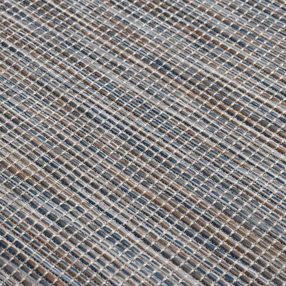 Vidaxl Alfombra De Exterior De Tejido Plano Marrón Y Azul 80x150 Cm_4