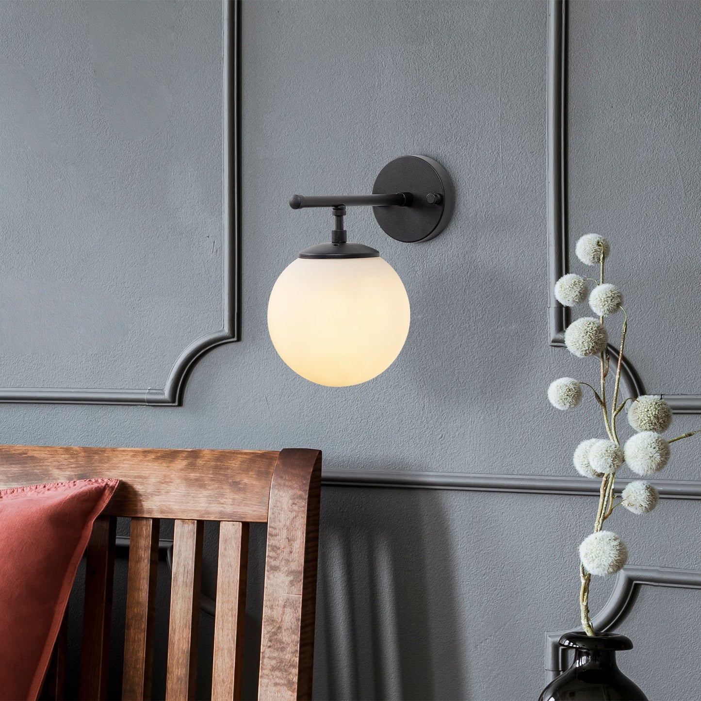 Aplique De Pared Pantalla Blanca, Metal , Negro, 15x24x24, Casquillo E14 Max 40 W_5