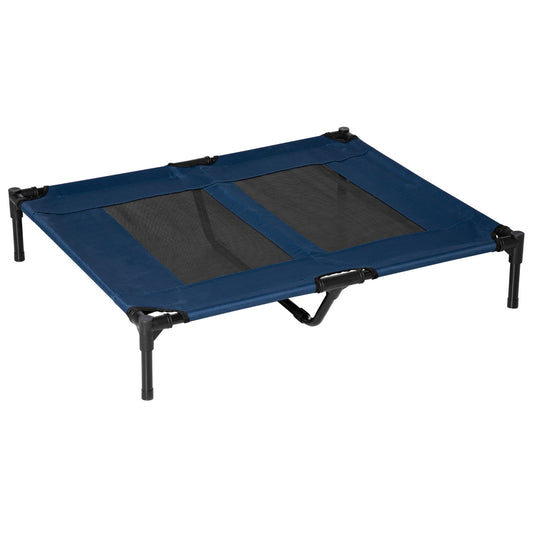 Pawhut Cama Elevada Para Perros Interior Y Exterior 91,5x76,2x18 Cm Azul_0