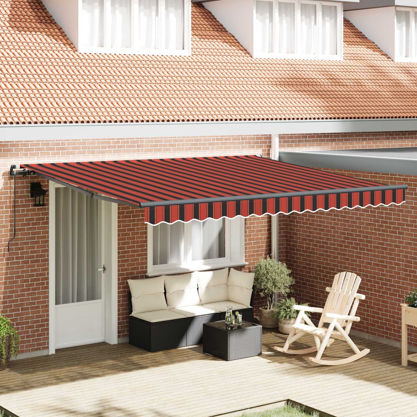 Toldo Retráctil Naranja Y Marrón 400 X 350 Cm_1