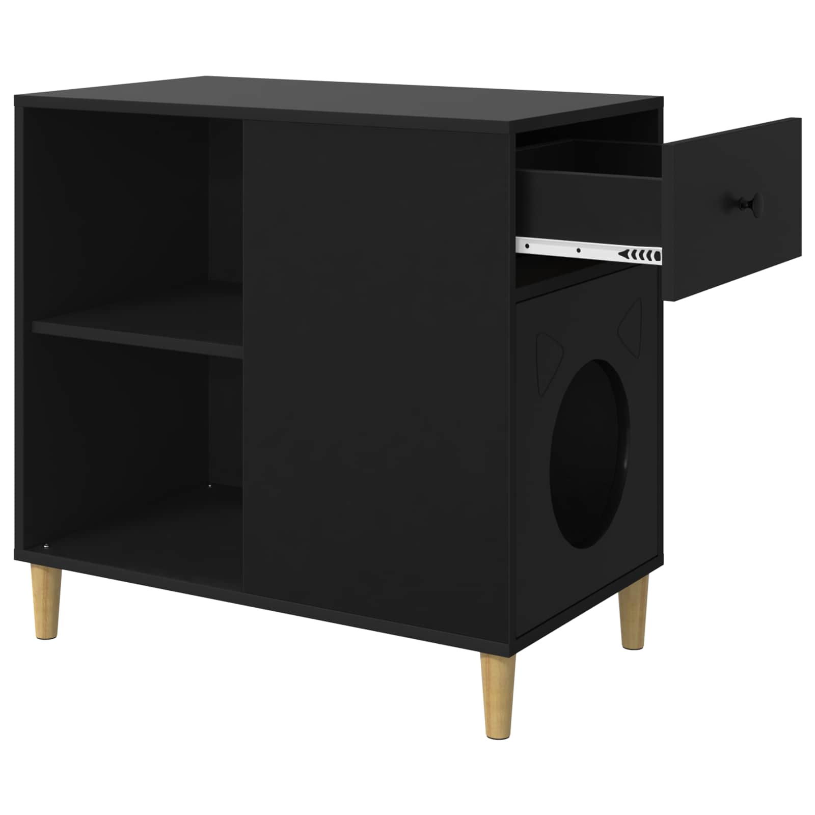 Casa Para Gatos Negro 72 X 42.5 X 70 Cm Madera De Ingeniería_4