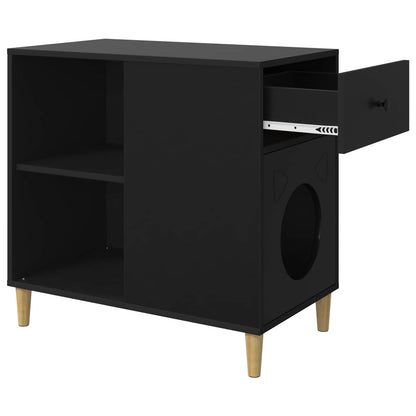 Casa Para Gatos Negro 72 X 42.5 X 70 Cm Madera De Ingeniería_4