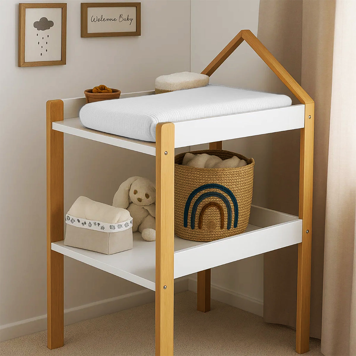 Funda De Colchón Para Cambiador En Algodón Bio Blanca