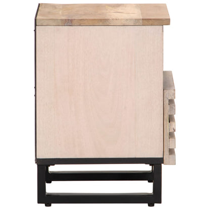 Mesita De Noche Madera Maciza Mango Blanqueado 40x34x46 Cm_2