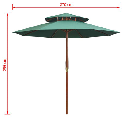 Vidaxl Sombrilla De Dos Pisos Con Palo De Madera Verde 270x270 Cm_2
