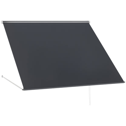 Outsunny Toldo Para Ventana Manual Con Marco De Aluminio 150x120 Cm Gris Oscuro_0