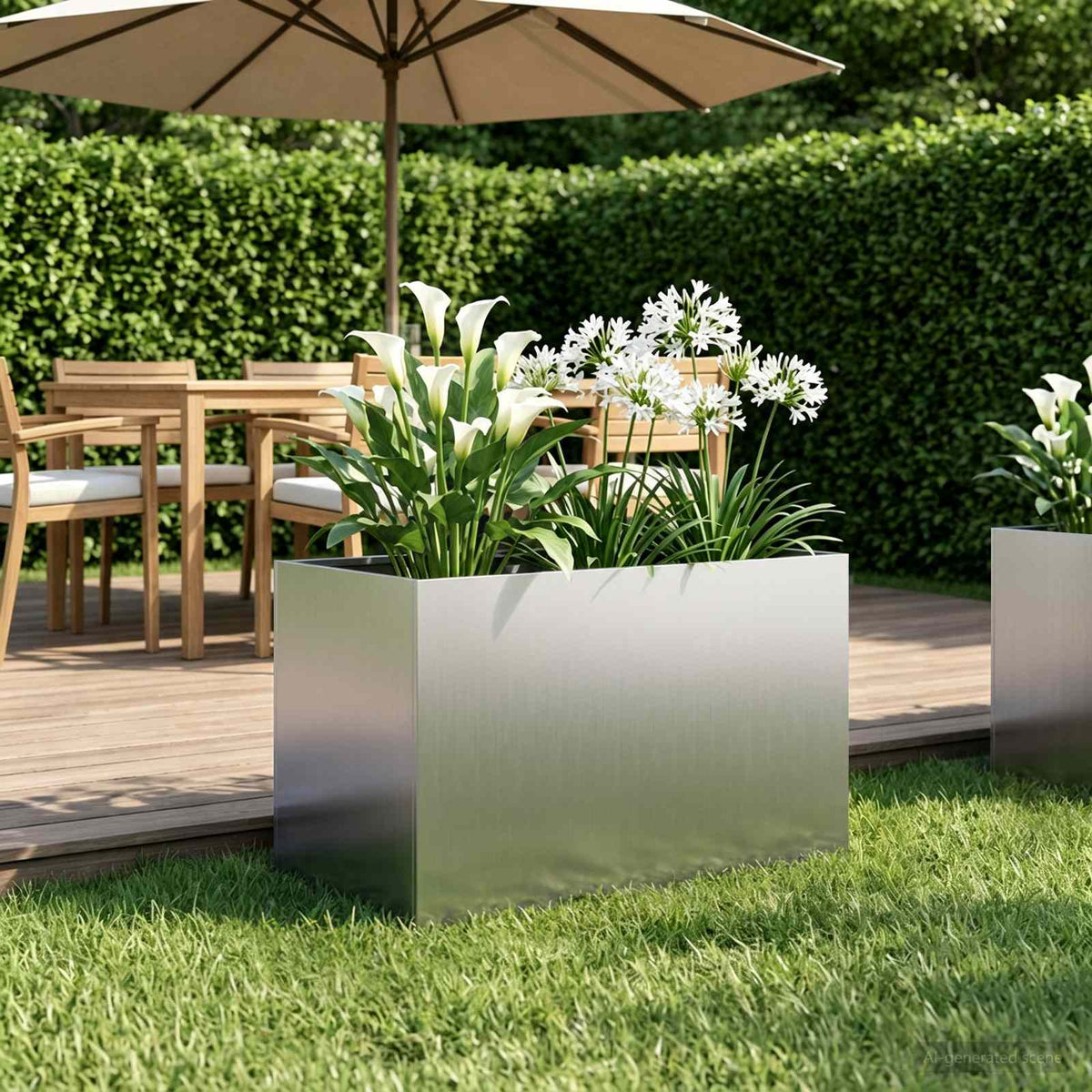 Macetero De Jardín Plateado 50 X 40 X 40 Cm Acero Galvanizado_1