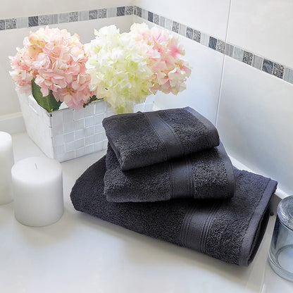 Juego De 4 Toallas De Baño: 2 Toallas De Lavabo 50x90 ; 2 Toallas De Ducha 70x140cm 450 Gr/m2 100% Algodón Gris Oscuro_3