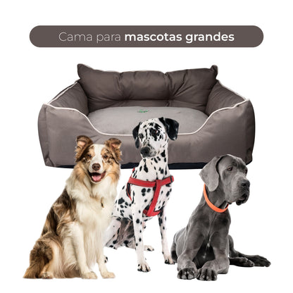 Cama Para Mascota 90x70x28cm Marrón + Abrigo Azul Para Mascotas 40cm