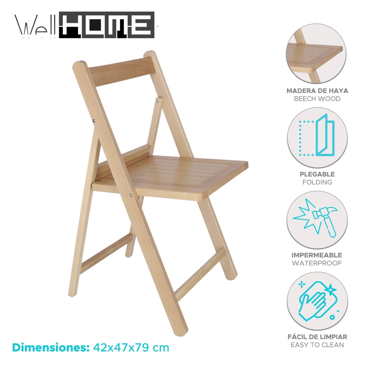Set De 4 Sillas Norte Barniz (42x47x79cm) - Estilo Clásico Y Natural Para Tu Hogar_1